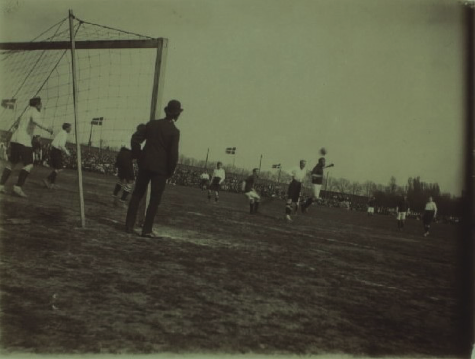 Middlesbrough playing a Danish Select on 9th May 1907, before ’Idrætsparken’ was built Photo- The National Library of Denmark, unknown photographer