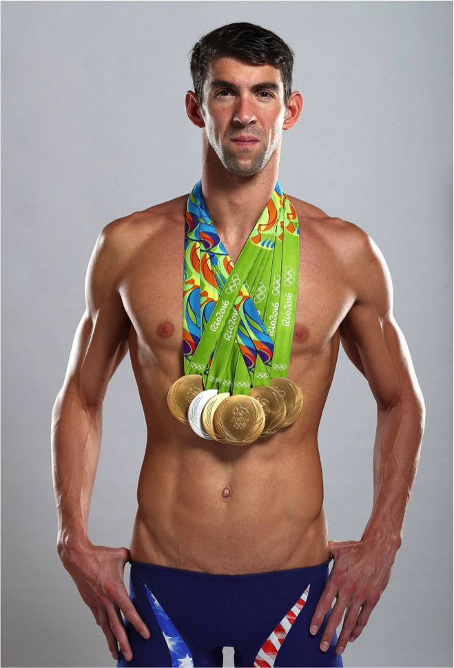 Phelps poses in a tribute to Spitz