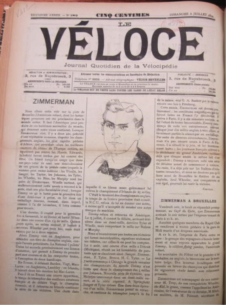 The front page of Le Véloce (1893)