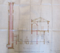 Cross section of the Turkish baths at 26 Caroline Street, Saltaire, Yorkshire, opened 1863