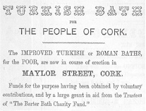 Part of a yearbook advertisement for Dr Barter’s Turkish Baths for the Destitue Poor, 1862