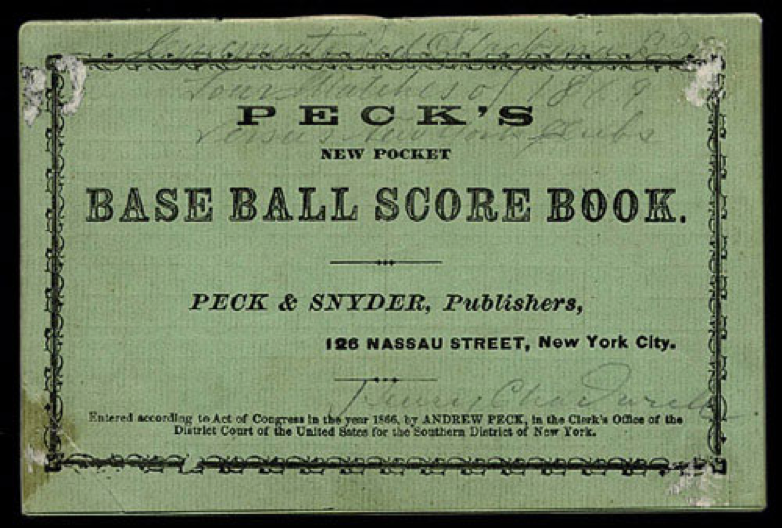 Chadwick’s own scorebook from 1869