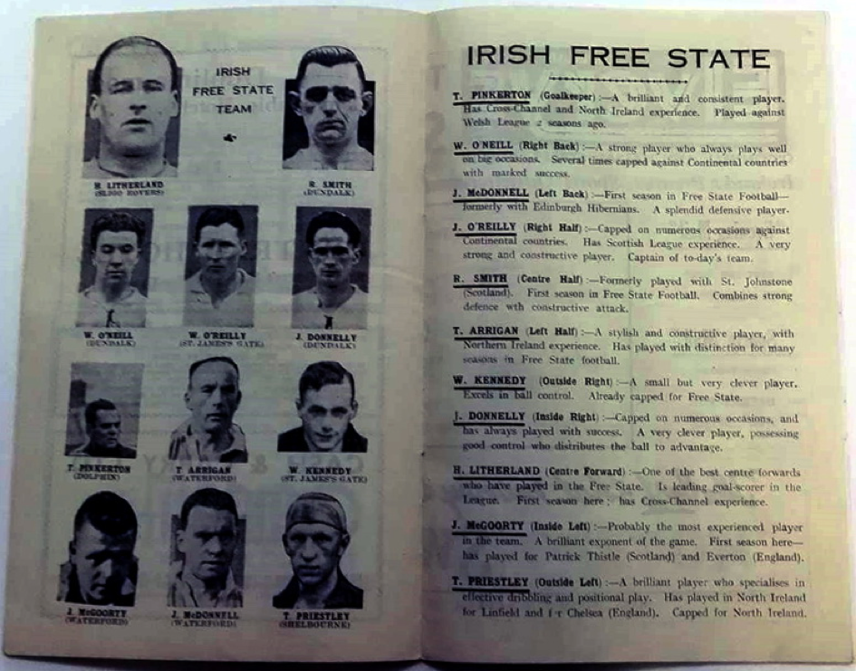 Irish team from the official programme