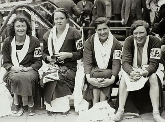 British women’s 4 x 100m team, 1928 Olympics. Joyce Cooper on left