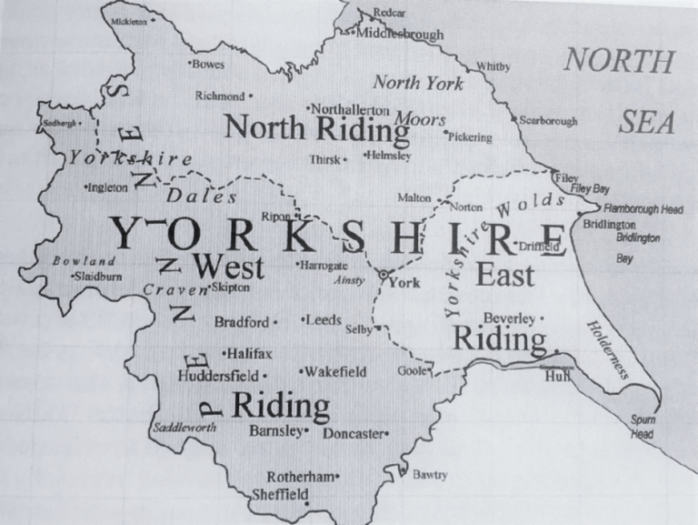 Map of the old Yorkshire Ridings Playing Pasts