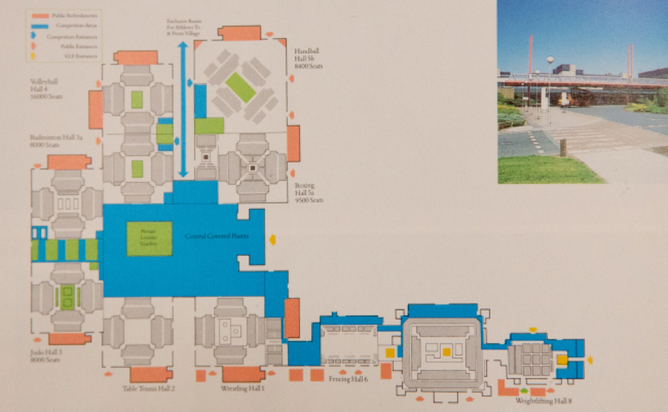 Outline plan of the proposed range of venues at the NEC for 1992 Olympic